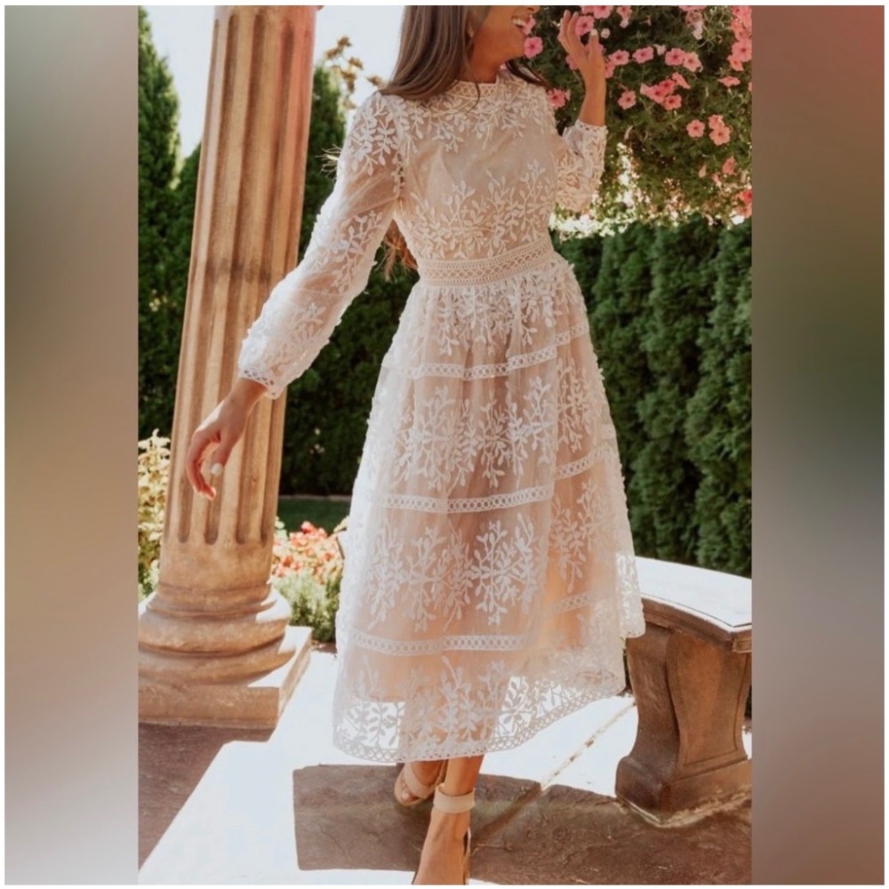 Ivy City Co Sicily midi dress lace tulle S wedding bridal bachelorette girly